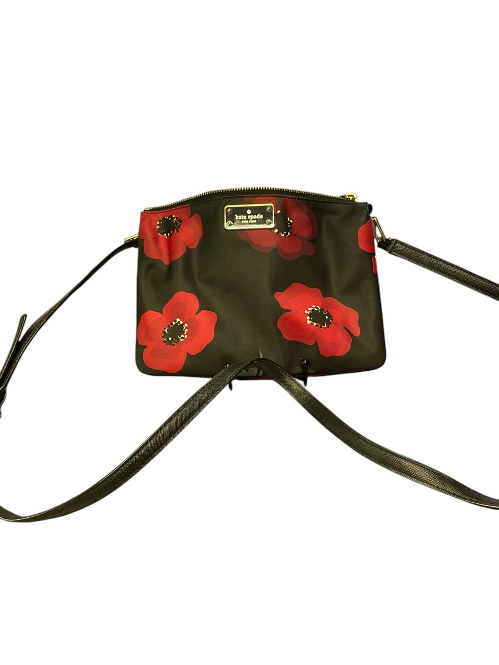 kate spade Black Crossbody with Red Floral Print